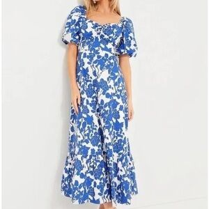 Tuckernuck Hyacinth House Blue Floral Seaport Midi Dress
